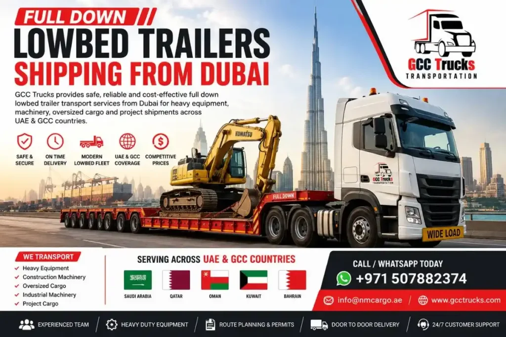Full Down Lowbed Trailers Shipping from Dubai